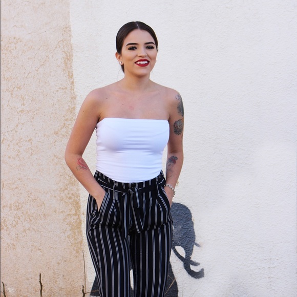 Black Striped Crepe Pants-Last One - Picture 3 of 6